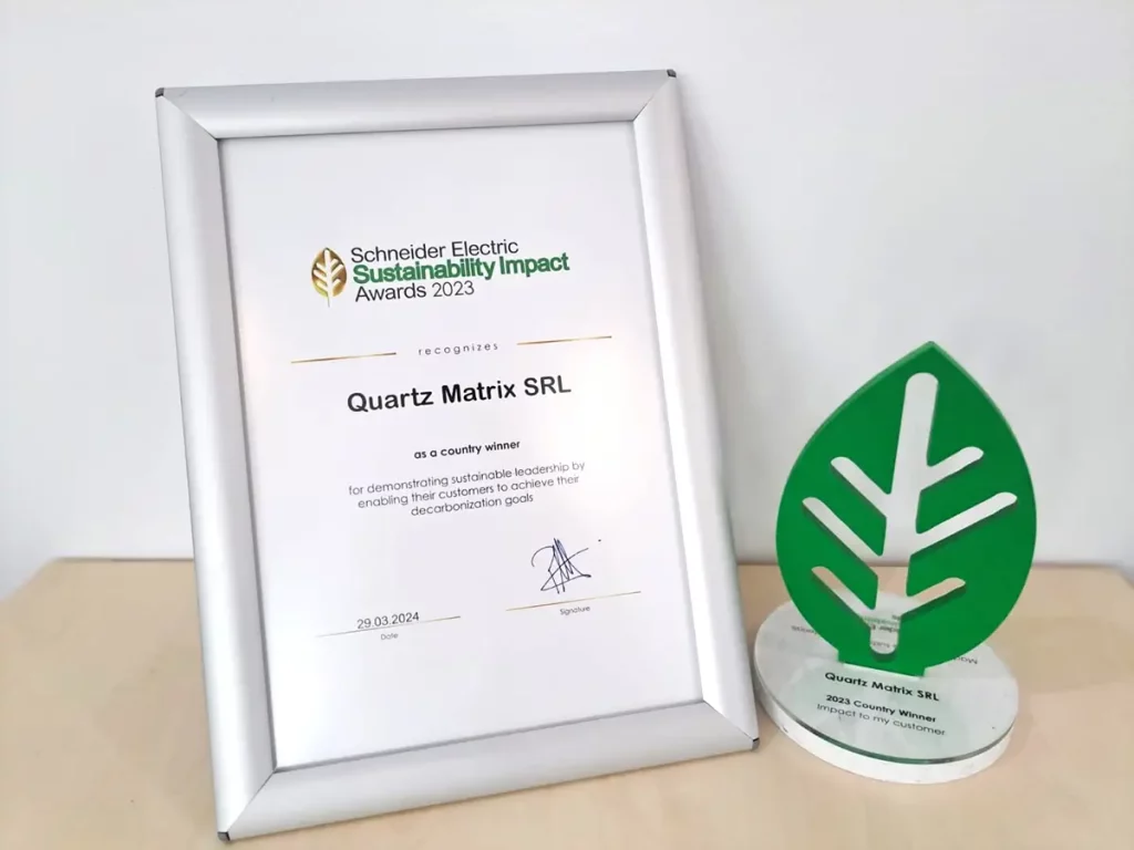 Quartz Matrix a câștigat premiul Sustainability Impact Award 2023 by Schneider Electric